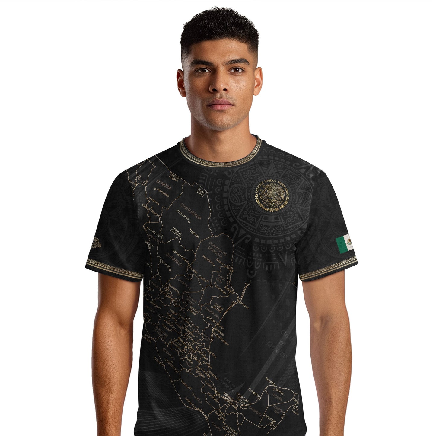 Mexico Soccer Jersey Black Aztec Sunstone Heritage Map Design Bundle