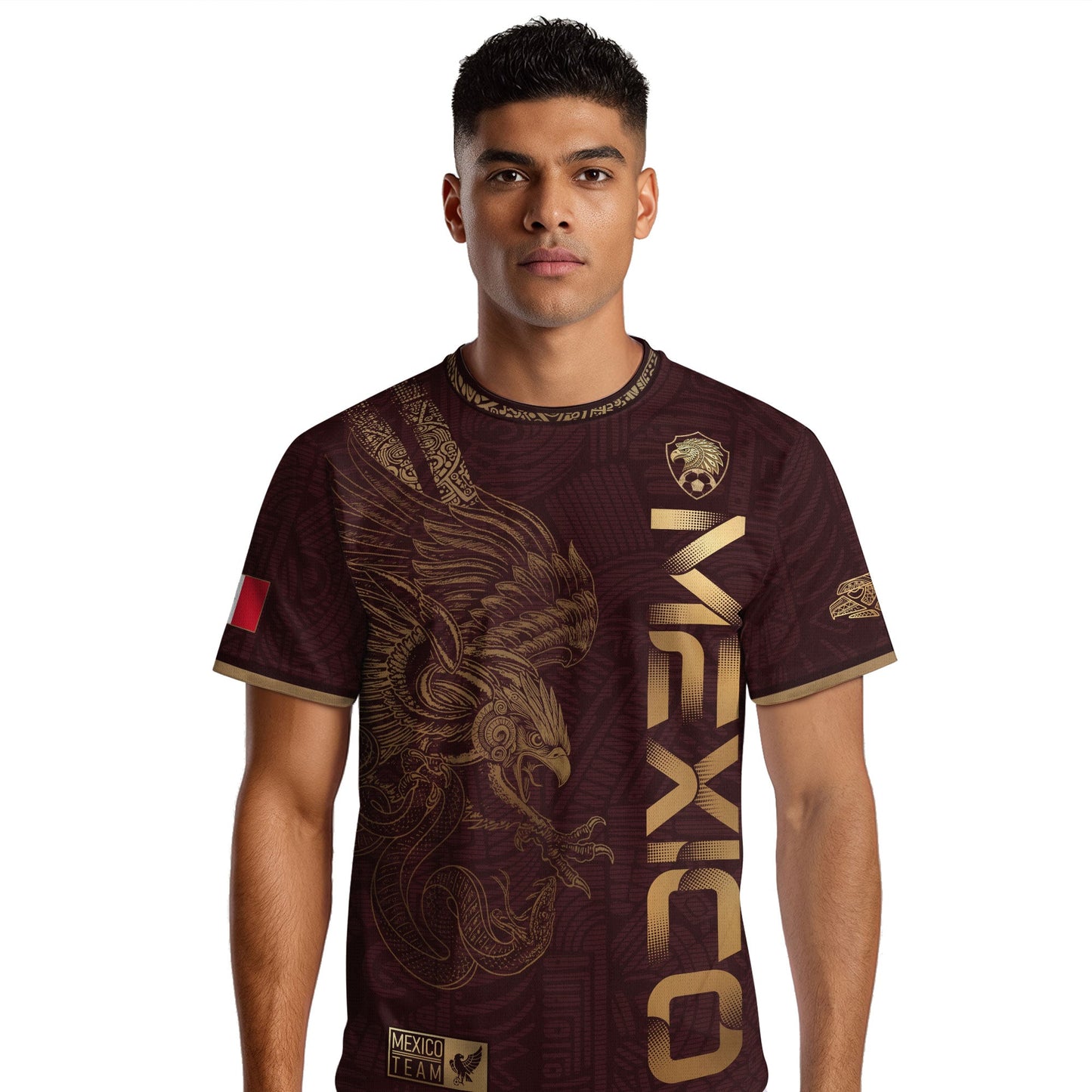 Mexico Burgundy Aztec Eagle Heritage Soccer Jersey (Bundle)