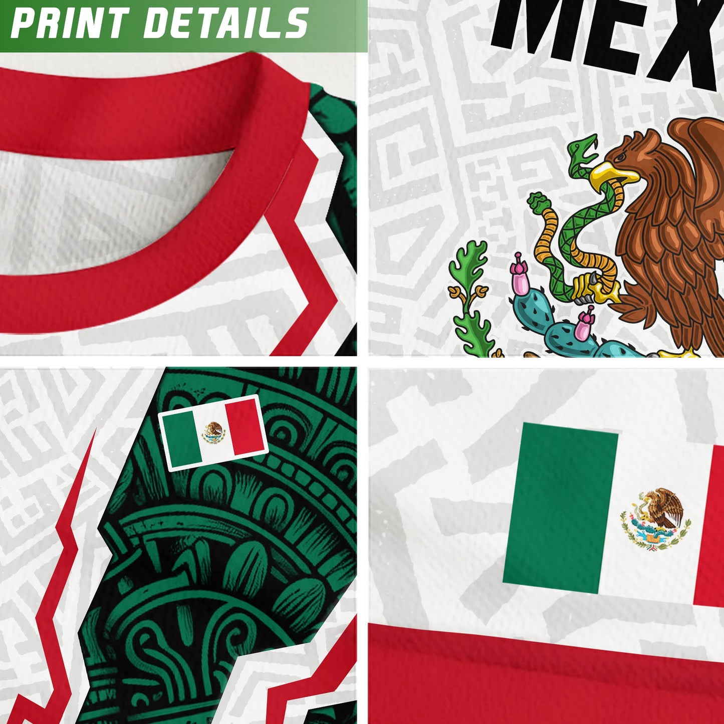 Mexico White Aztec Eagle Design Soccer Jersey