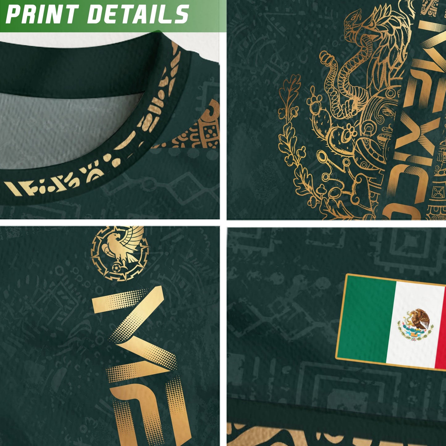 Mexico Dark Green Aztec Pyramid Heritage Estados Unidos Mexicanos Soccer Jersey